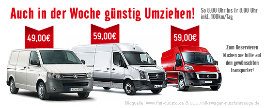 G&uuml;nstiger in der Woche umsziehen mit der Mietstation